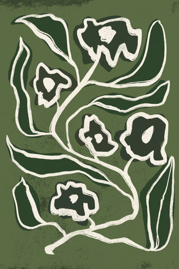 Modern Green Flowers | Canvas