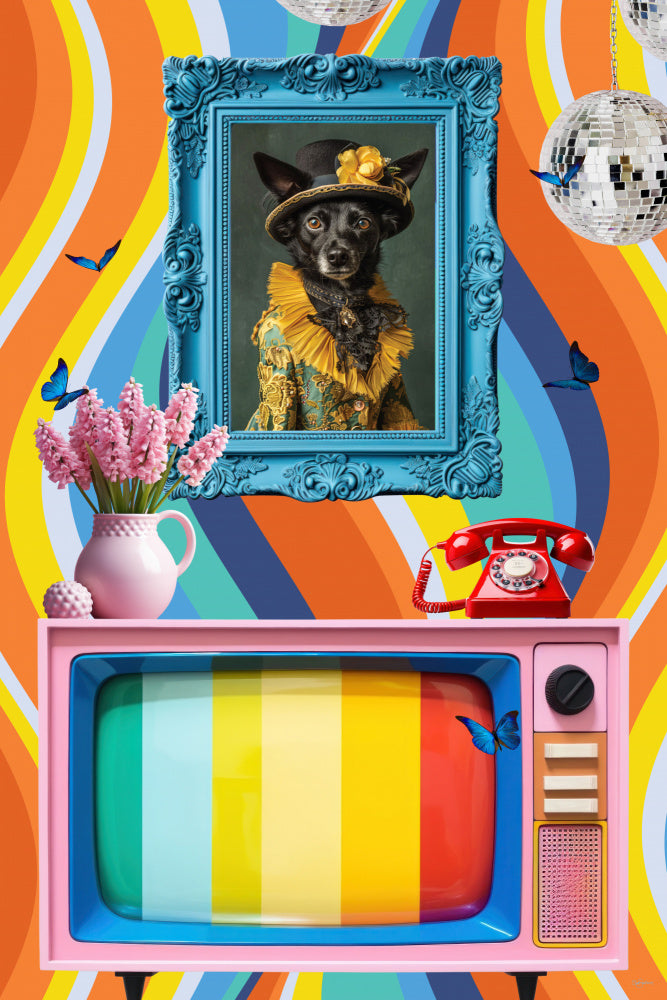 Eclectic Retro Dog Portrait | Poster