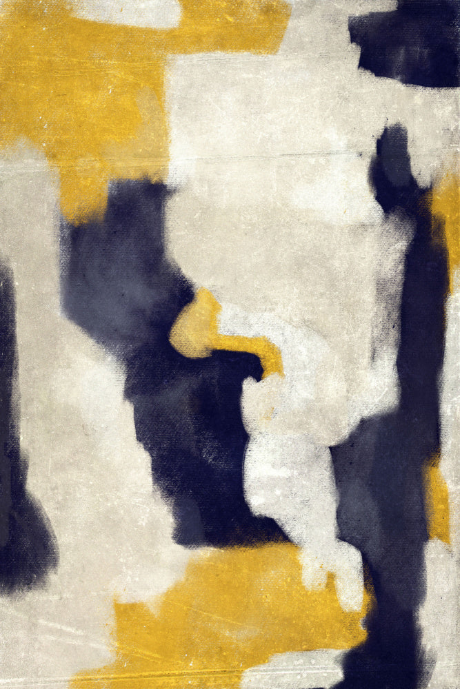 Abstract Gold Indigo Shapes | Canvas