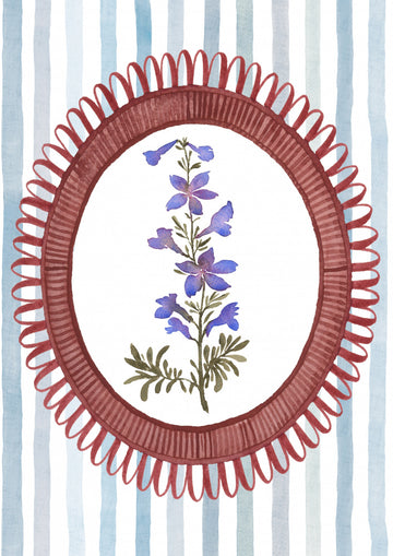 Green Stripes Purple Flower | Canvas