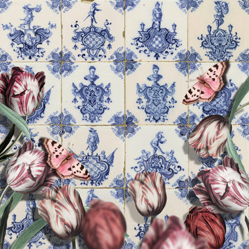 Butterflies and Delft Tulips | Canvas