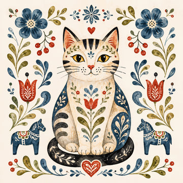 Scandinavian Folk Cat | Canvas