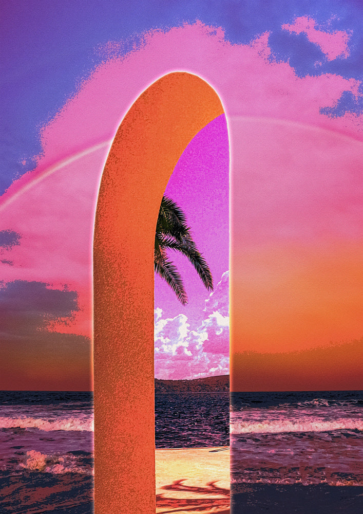 Pink Sky Beach Archway | Poster