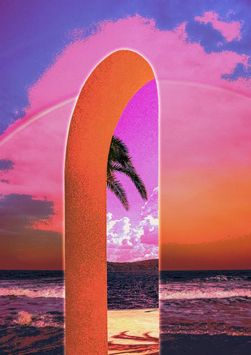 Pink Sky Beach Archway | Poster