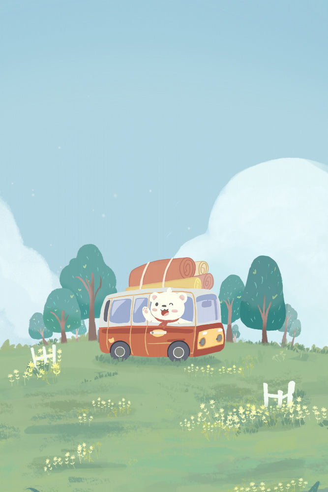Happy Camper Bear | Canvas