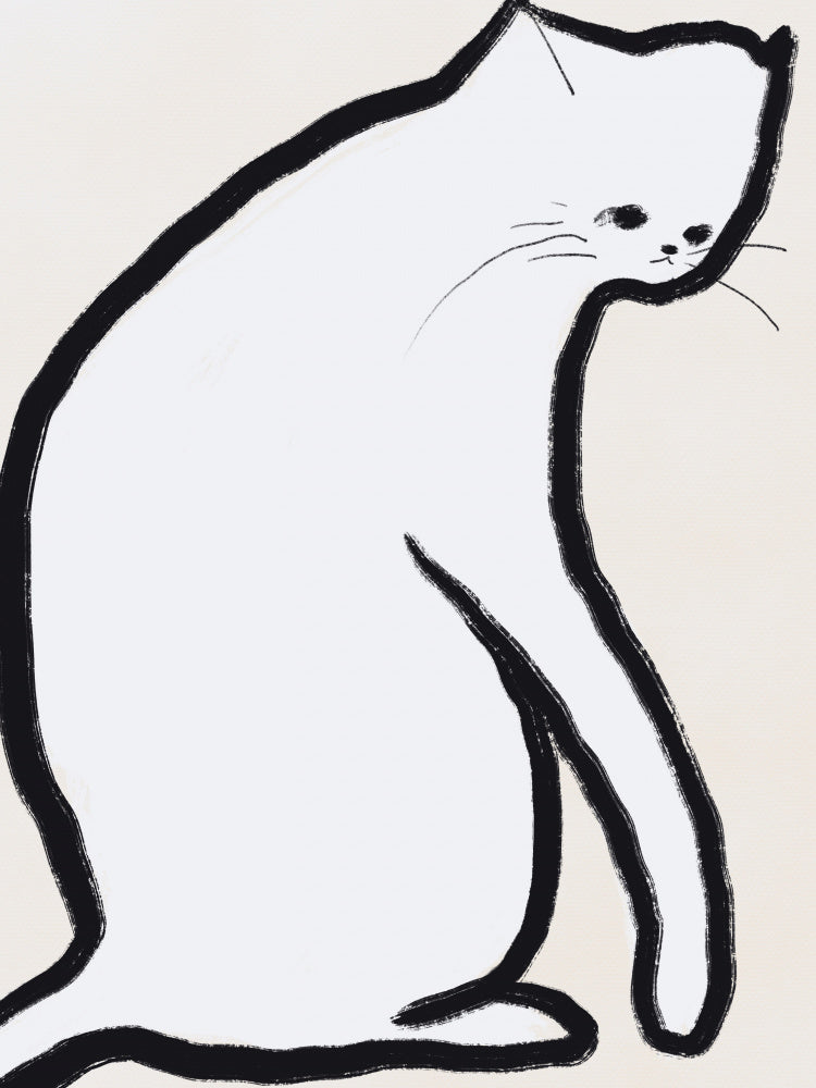 Pensive White Cat | Canvas