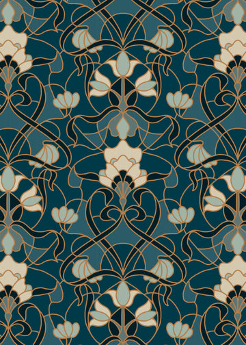 Ornate Teal Floral Pattern | Canvas