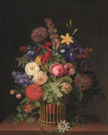 A Light Cane Basket With Flowers By C. D. Fritzsch | Canvas
