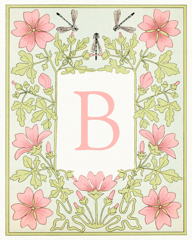 Pink Floral Letter B | Poster
