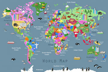 Colorful World Animal Map | Poster