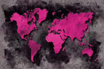 Pink Grunge World Map | Canvas
