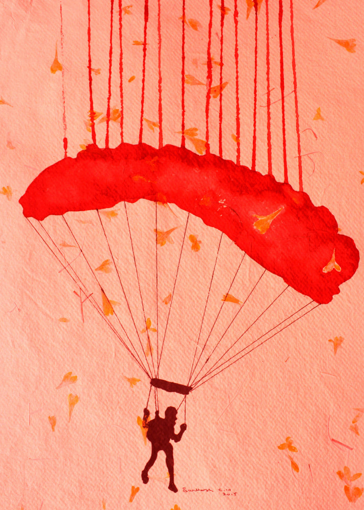 Skydiver Among Petals | Canvas