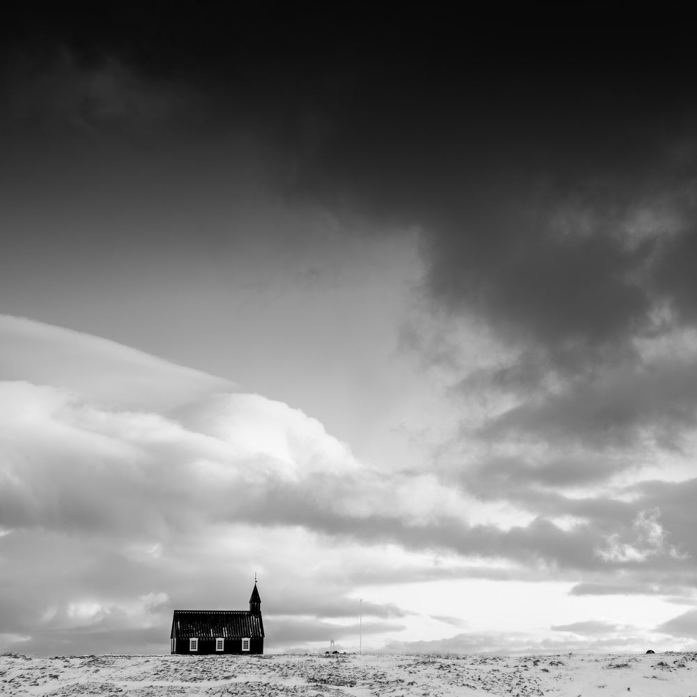 Black Church Under Dark Sky | Canvas
