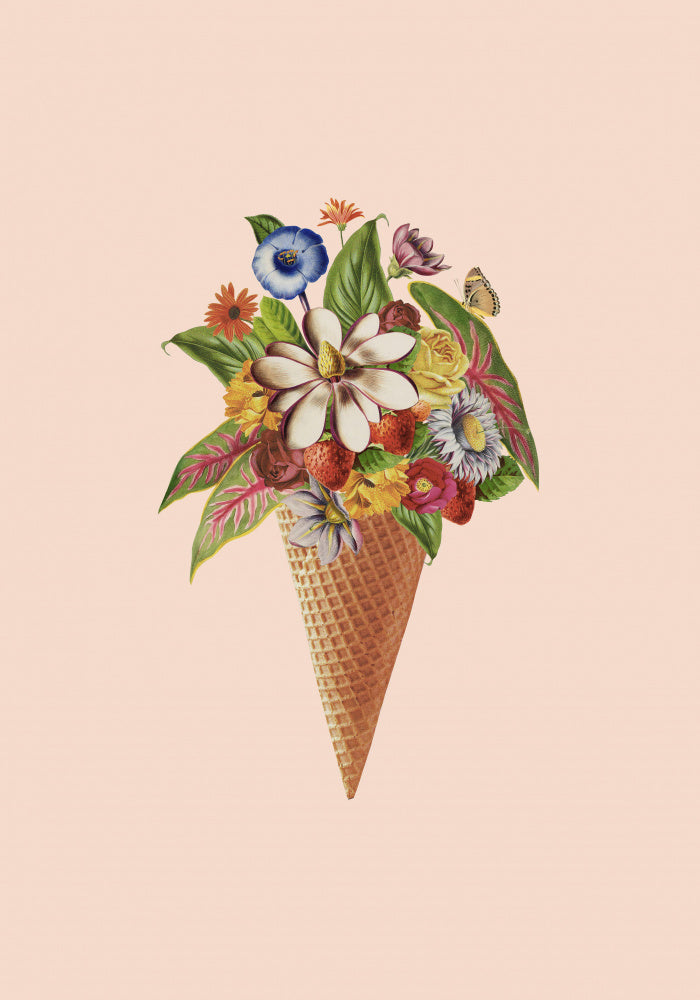 Floral Ice Cream Cone | Poster
