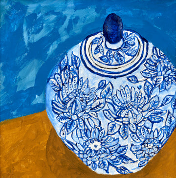 Elegant Blue Floral Jar | Poster