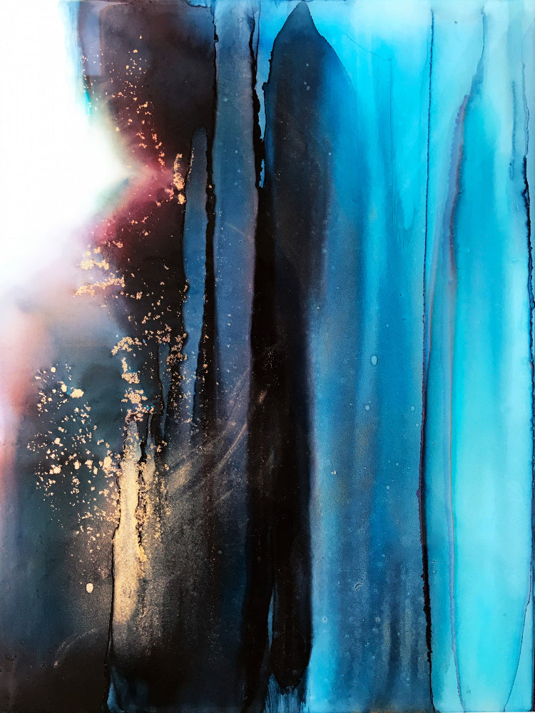 Deep Blue Gold Flow | Canvas
