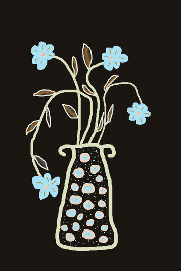 Blue Flowers In Decorative Vase | Poster