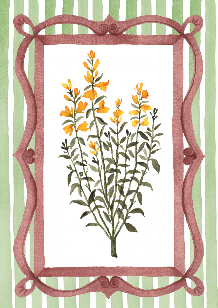 Yellow Flowers Striped Frame | Canvas