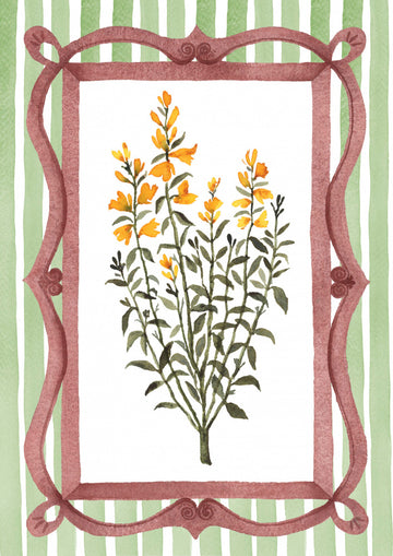 Yellow Flowers Striped Frame | Canvas