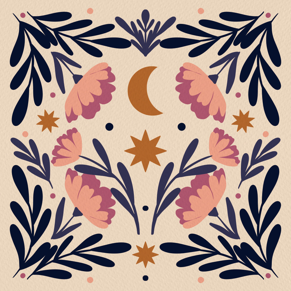 Boho Moon Flowers | Canvas