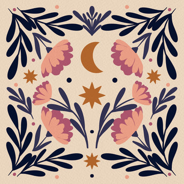 Boho Moon Flowers | Canvas