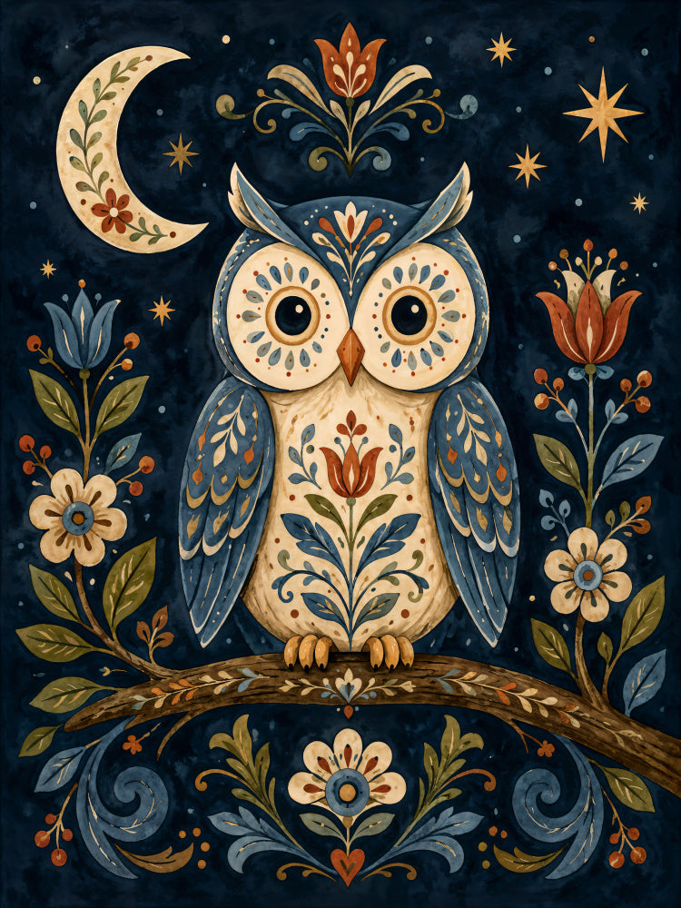 Celestial Folk Owl | Canvas