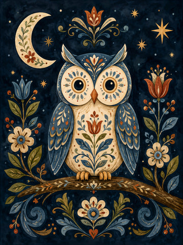 Celestial Folk Owl | Canvas