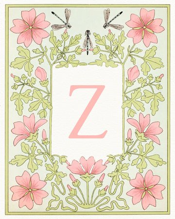 Elegant Floral Letter Z | Poster