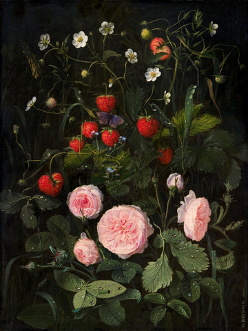 Still Life With Roses and Strawberries | Canvas