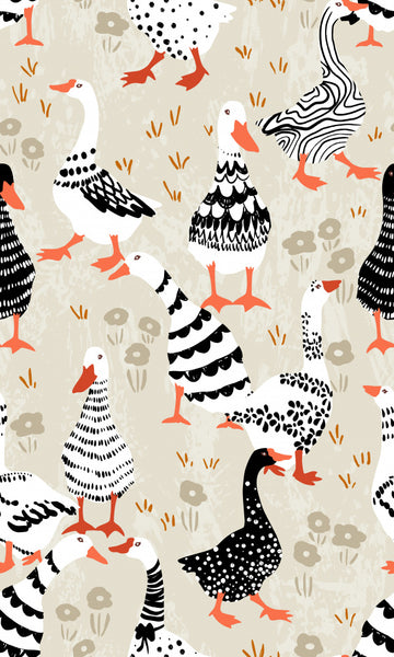 Whimsical Patterned Geese | Canvas