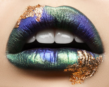 Iridescent Gold Lips | Poster