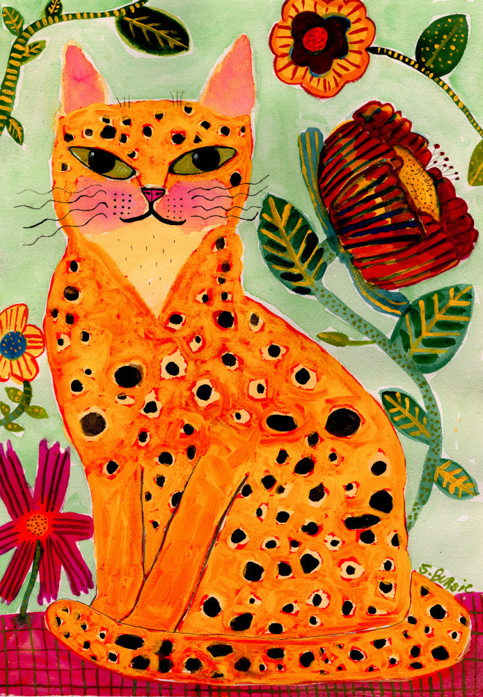 Whimsical Spotted Cat | Canvas