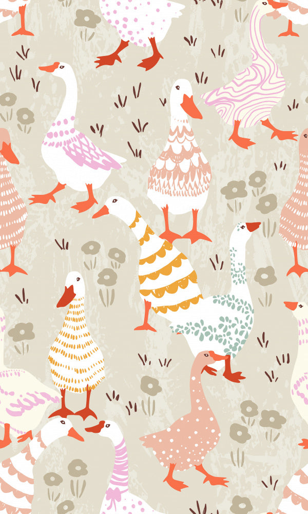 Playful Pastel Geese | Canvas