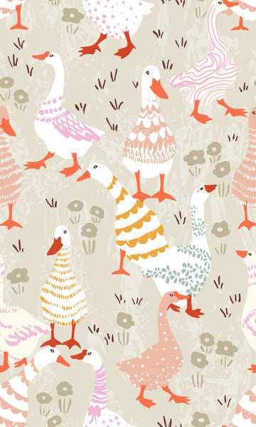 Playful Pastel Geese | Canvas