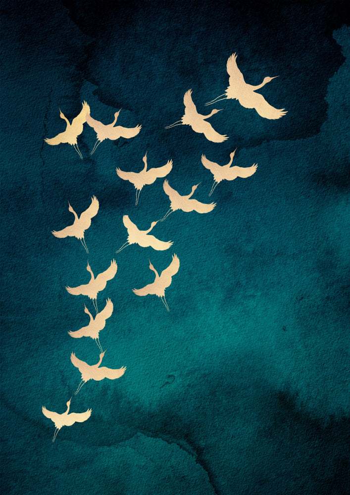 Graceful Golden Cranes | Poster