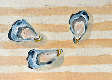 Coastal Oysters on Stripes | Canvas