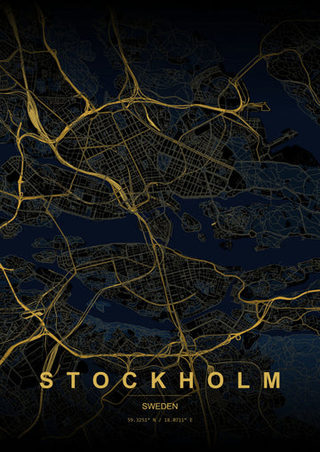 Golden Stockholm Map | Canvas
