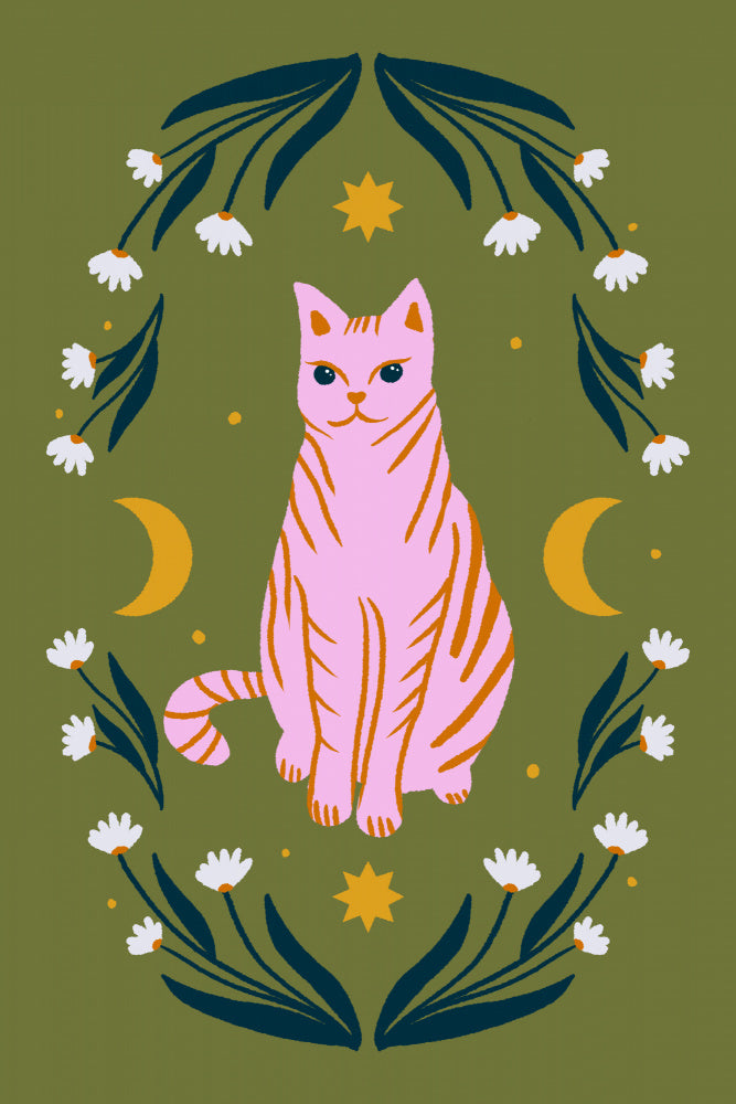 Mystic Pink Cat | Canvas