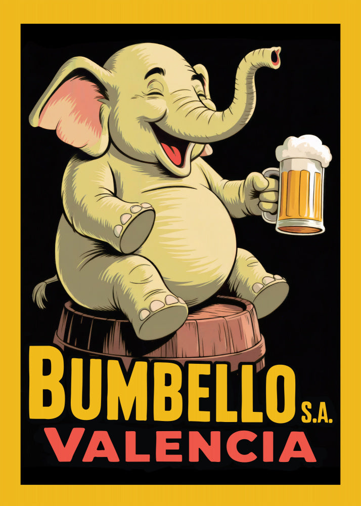 Cheerful Elephant With Beer | Poster