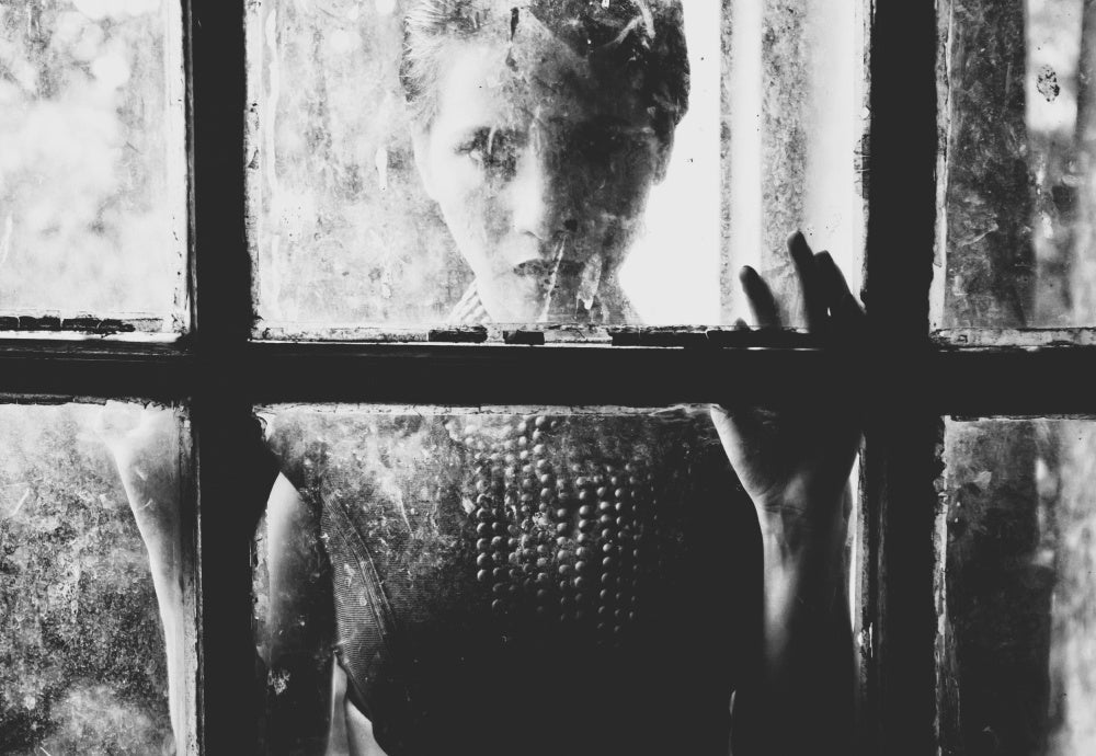 Woman Behind Dirty Glass | Canvas