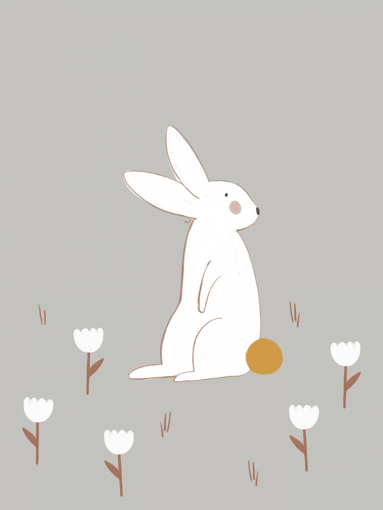 White Bunny Among Flowers | Poster