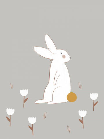 White Bunny Among Flowers | Poster