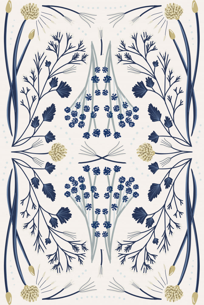 Folk Mirrored - Blue and Beige | Canvas