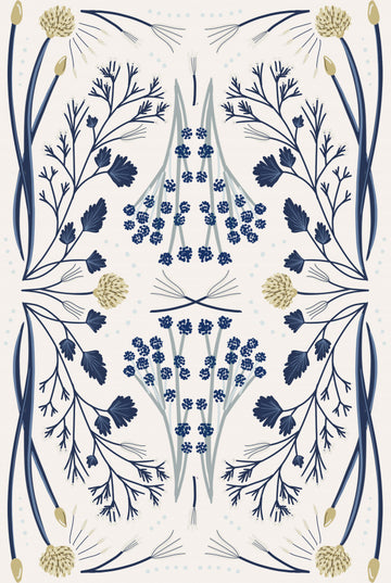 Folk Mirrored - Blue and Beige | Canvas