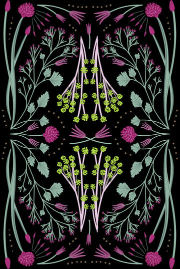 Folk Mirrored - Black, Green and Pink | Canvas