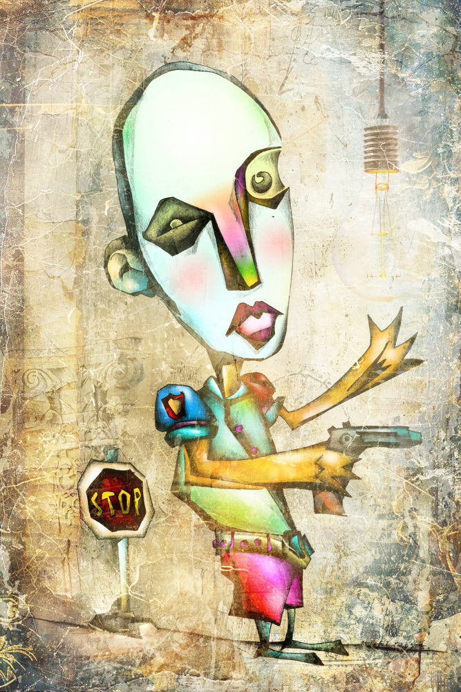 Surreal Stop Sign Figure | Poster