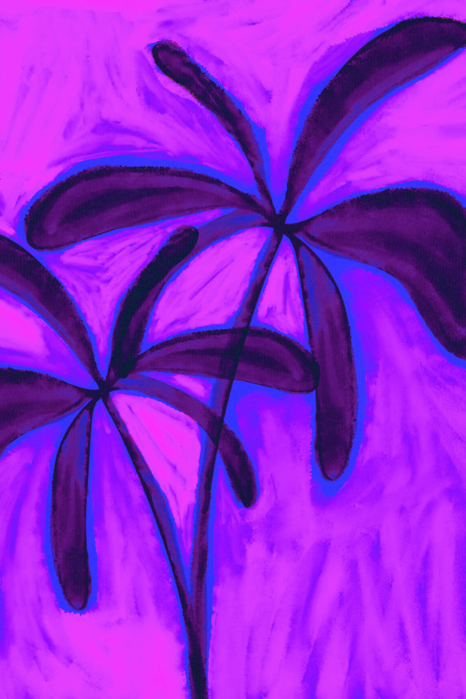 Abstract Purple Palms | Canvas