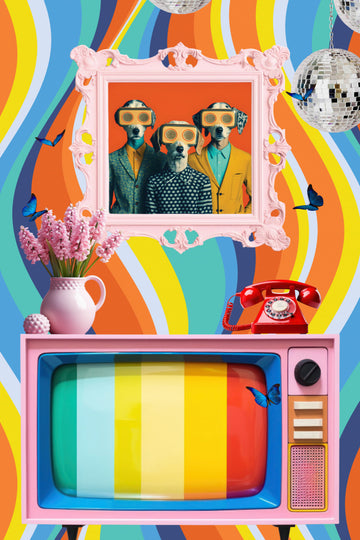 Colorful Retro Dog Scene | Poster
