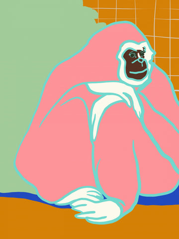 Thoughtful Pink Gorilla | Canvas