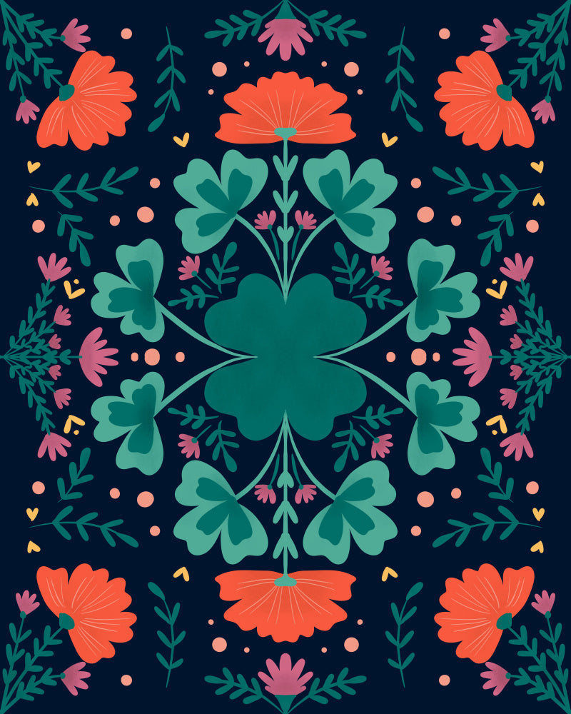 Vibrant Clover Floral Pattern | Canvas